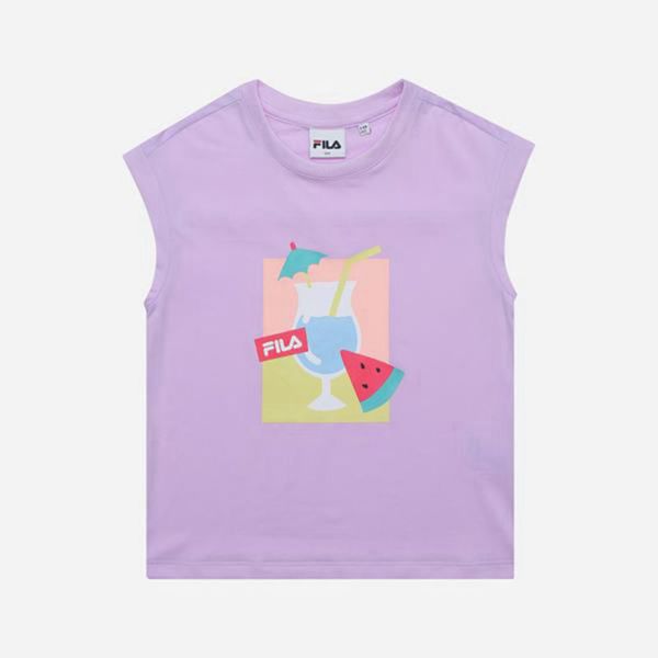 Fila Juicy Cap Sleeveless Girl's T-Shirts - Purple,NZ 975-98651